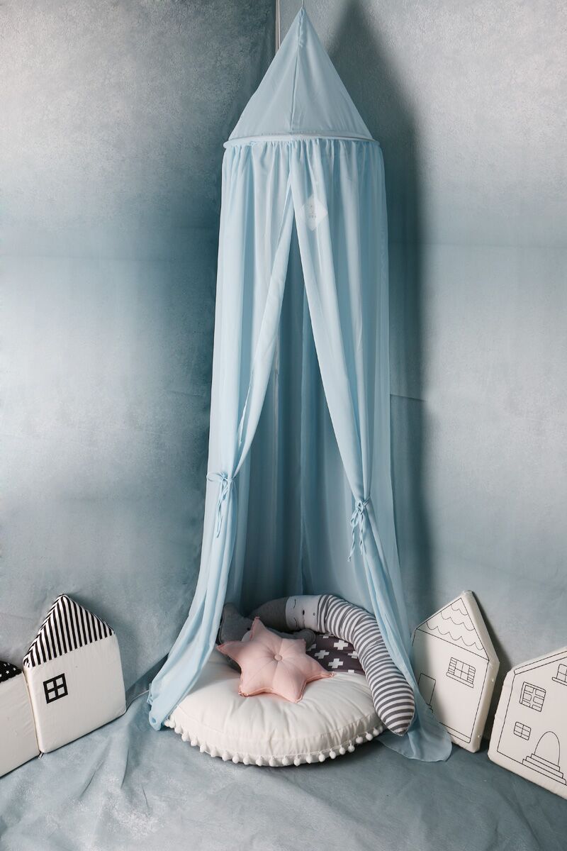 Ins baby loft telt chiffon myggenet børneværelse telt seng gardin telt baby tremmesenge baby pige værelse indretning baby senge: Blå