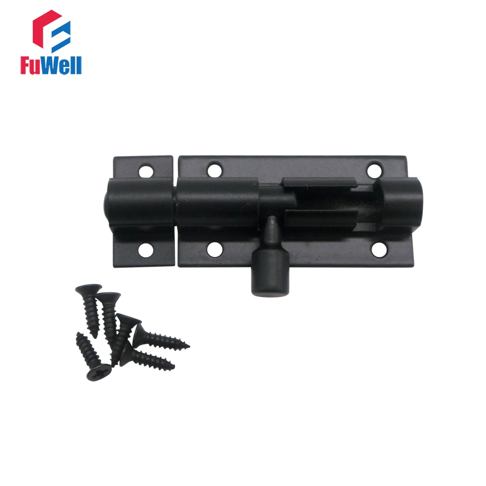 4pcs Barrel Bolt 2/3/4/5/6/8inch Aluminum Alloy Door Latch Black Door Bolt Latch Lock Hardware for Home Gate Safety