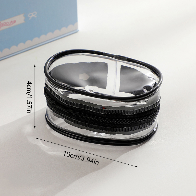 Jewelry Organizer Transparent Storage Box Headphone Pouch Coin Purse Cute Doll Bag Dustproof Case With Keychain: black