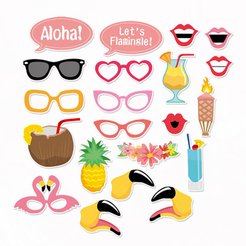JeVenis Cornice Per Photo Booth A Tema Hawaiano - Accessori Con Ananas E Fenicottero Per Feste