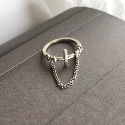 HZ Hip Pop Vintage Silber Metall Punk Kette Kreuz Offene Ringe Gürtel Schnalle Finger Ringe für Frauen männer Party schmuck: 3