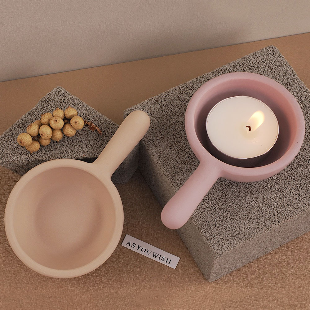 Silicone Mold Tray Candle Holder DIY Cimento Candlestick Decoração Tealight Holder Argila de resina de gesso
