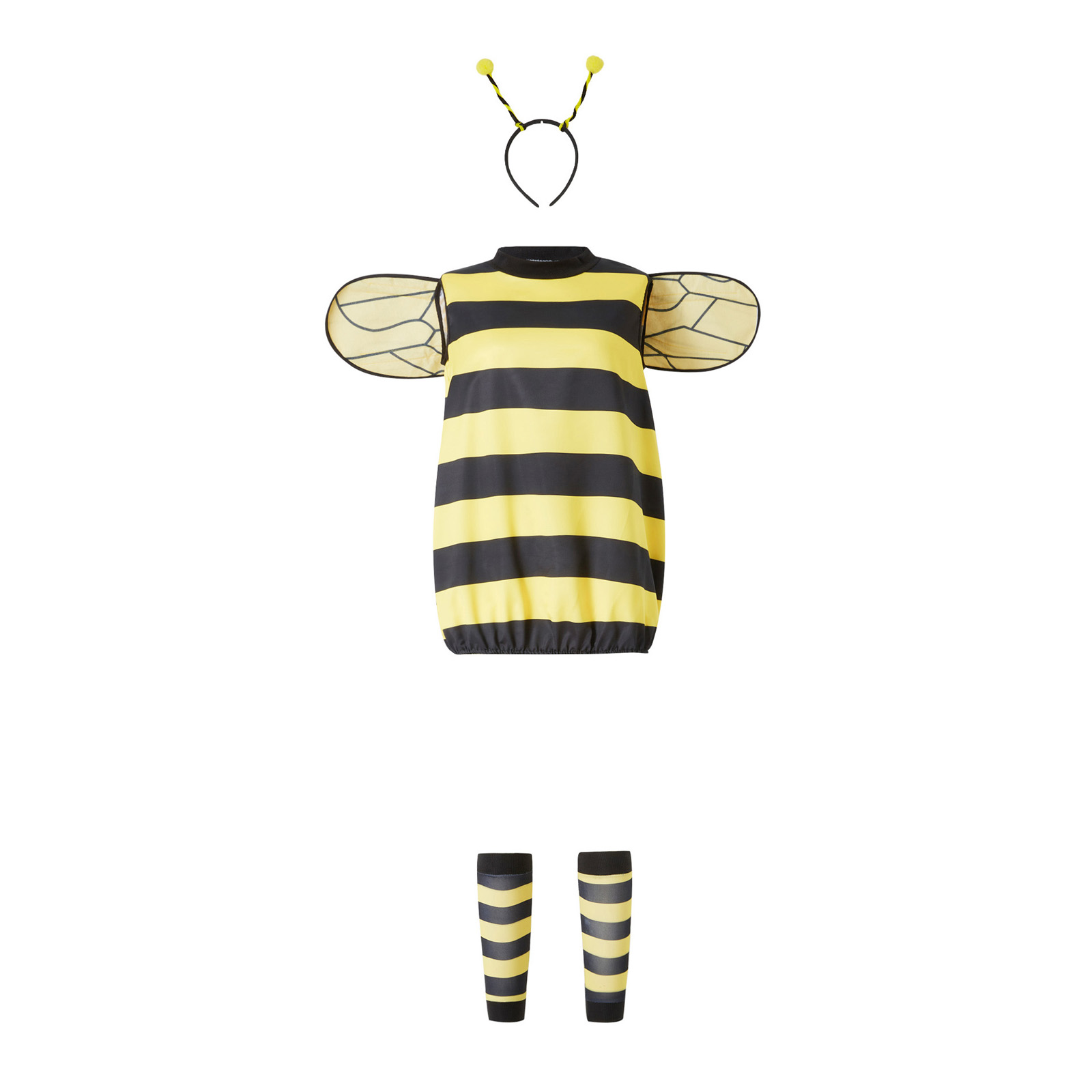 Trajes de abelha para mulheres, fantasia de abelha mel de Halloween para adultos e crianças fantasia de abelha pequena, faixa de cabeça + vestido + asas + aquecedores de pernas: S / Preto