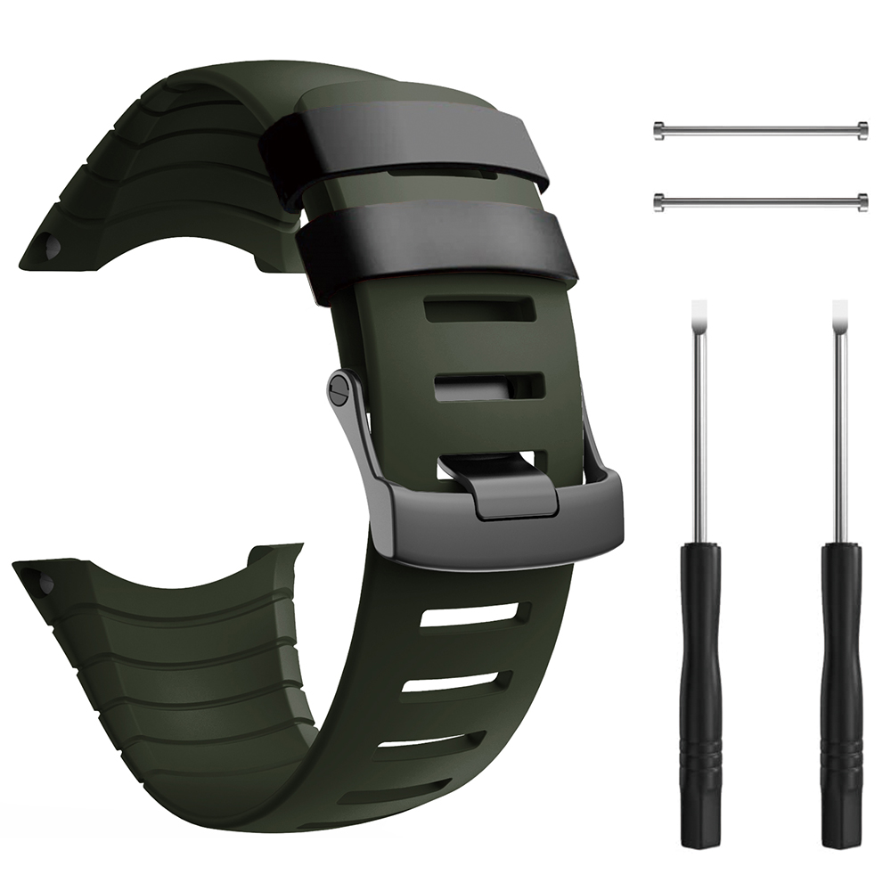 Rubberen accessoirebandje voor suunto core band, polsbandje voor sport, vervangende bandjes met metalen sluiting voor suunto core smartwatch: Zwart wit