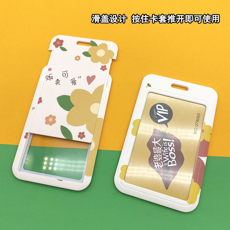 Fashion Flower Women Card Protector Cover Case Card Holder tracolla con cordino Badge Holder Work ID Card Bus ID Card Holder