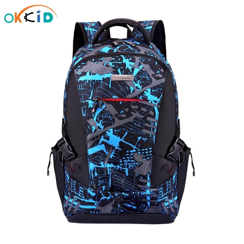 OKKID hohe schule taschen für jungen wasserdichte große schule Rucksack männer reisen Rucksack mit gepäck gürtel Schüler schoole taschen