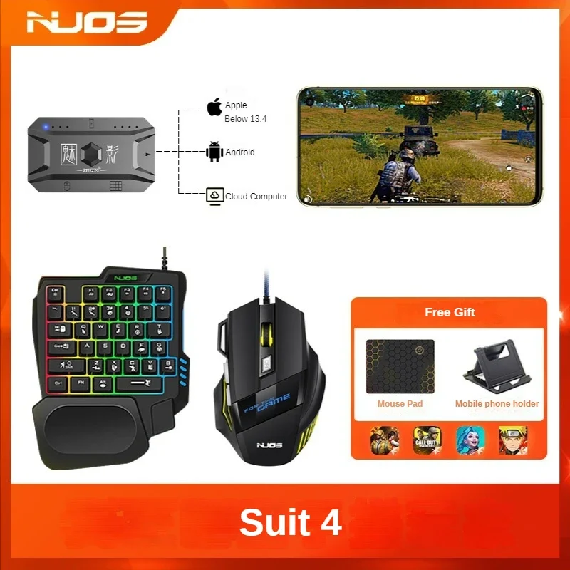 M1 Pro Mobile Game Controller 4-in-1-Maus-Tastatur-Adapter-Konverter BT V5.0 Programmierbarer Adapter, unterstützt IOS Android-System: WHITE