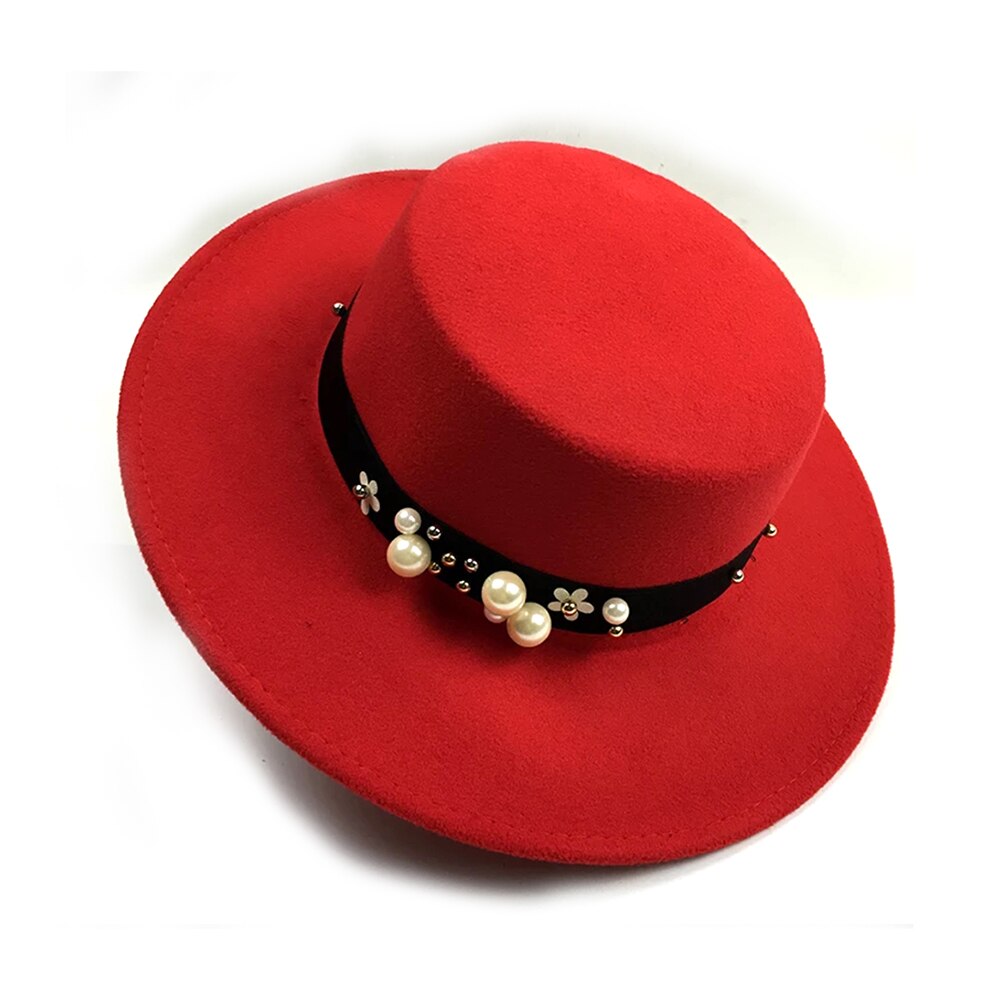 Perle chapeau femme vintage moderigtigt sort top filt fedora hat mænd sombrero bowler kirke trilby hatte til kvinder gorra mujer: 2