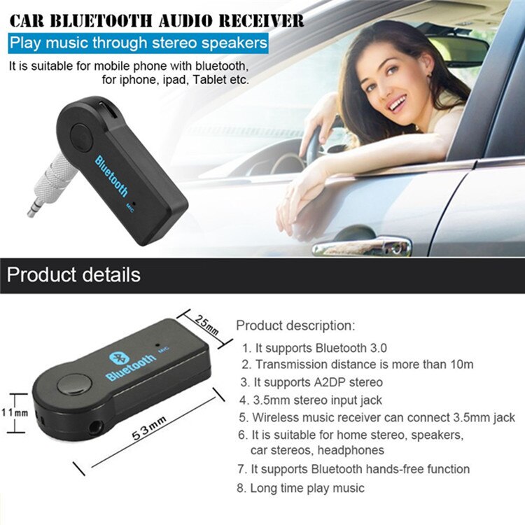 Bluetooth AUX Audio- 3,5mm Klinke Bluetooth Musik Empfänger Auto Bausatz Drahtlose Lautsprecher Kopfhörer Adapter Hände Frei Bluetooth Auto