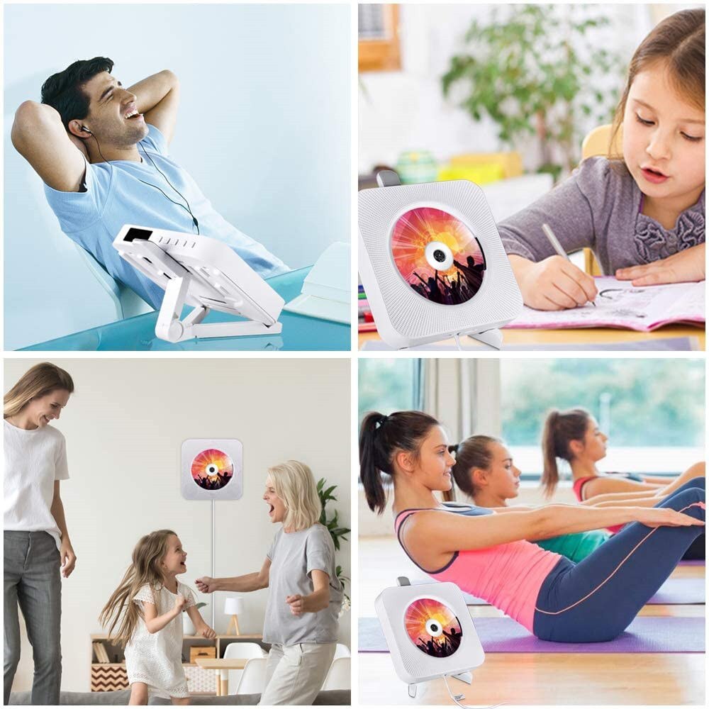 Wall Mounted CD Player With Bluetooth Support FM Radio MP3 Disk Music Player Remote Control Home Stereo Speaker Discman Lecteur