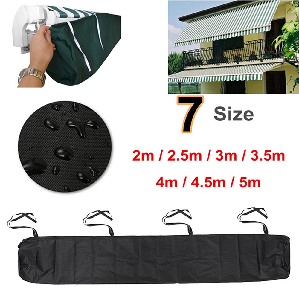 7 größen Terrasse Markise Schutz Abdeckung Terrasse Garten Regen Schuppen Lagerung Tasche Regen Abdeckung Einziehbaren Rollladen Markise Staub Abdeckung: Schwarz / 3.5M