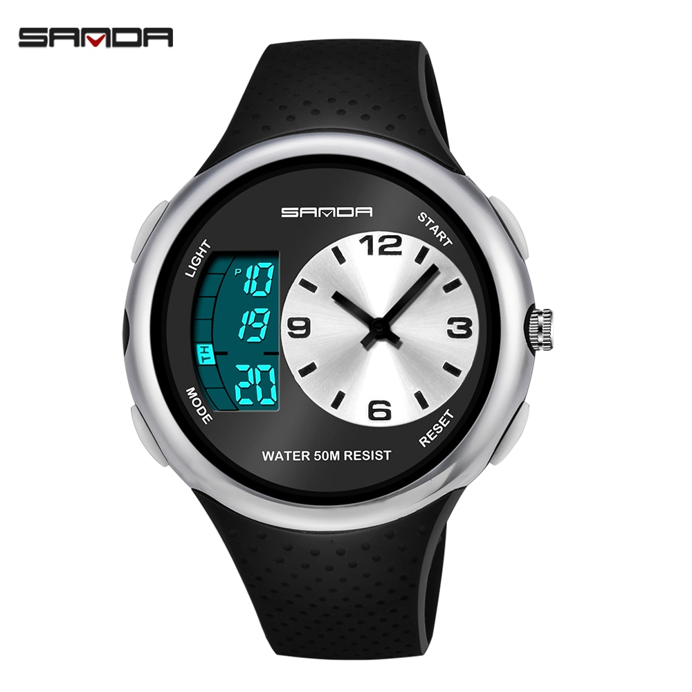 Sanda Digtal Horloge Mannen Dual Display Horloges Voor Vrouwen Mode Outdoor Dames Sport Waterdichte Led Duiken Elektronische Horloges