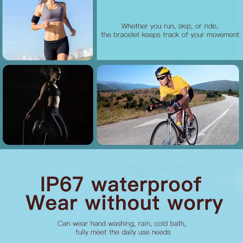 Smart Bracelet Waterproof Sport Wristbands Heart Rate Blood Pressure Monitor Smart Reminder