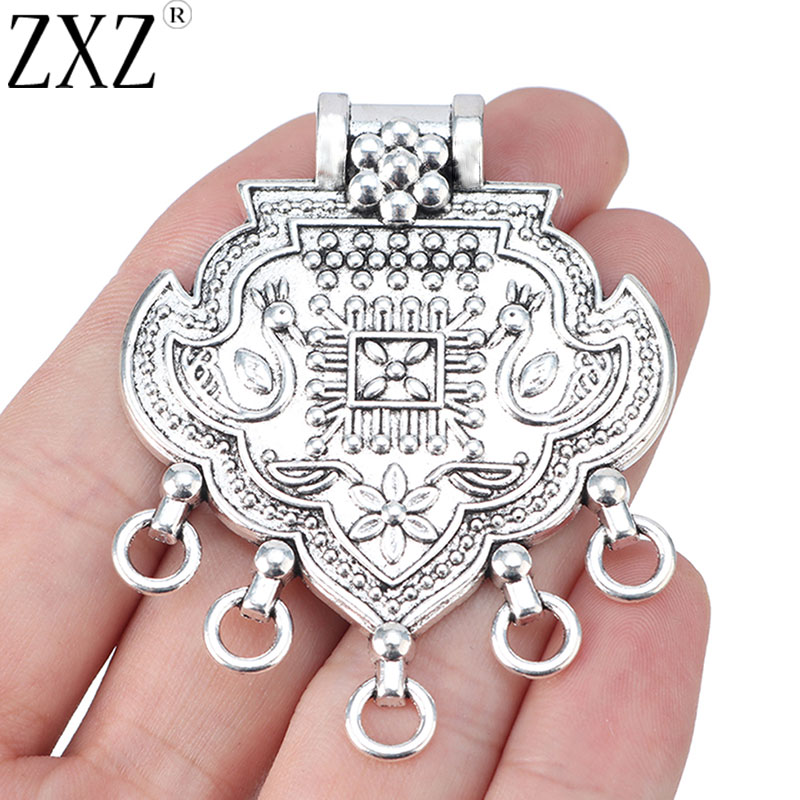 ZXZ 2pcs Large Bohemian Boho Style Chandelier Necklace Connectors Pendants Jewelry Findings 62x50mm