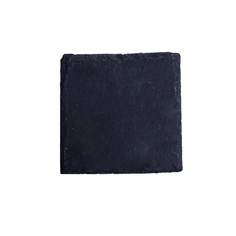 Slate Stone Coasters Rectangle Black Serving Plate For Cake Bar Kitchen Natural Edge Stone Drink Coaster Pad: 100x100mm