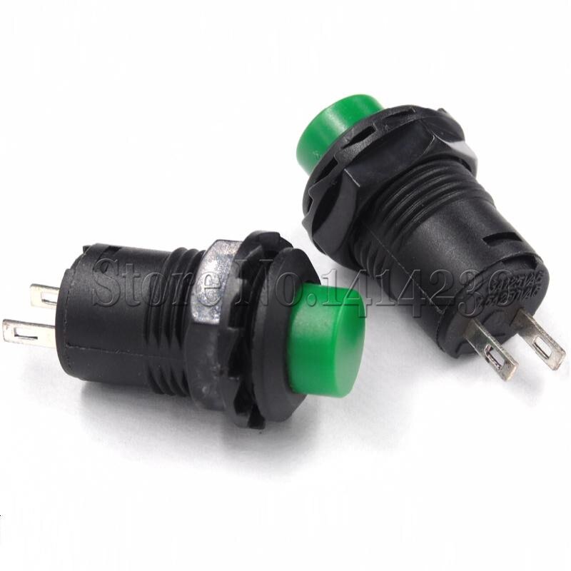 10PCS Mini Small Round Button Red Green Self-locking Push button Switch Latching ON/OFF 12mm 3A 125V 1.5A 250V AC: 10PCS Green
