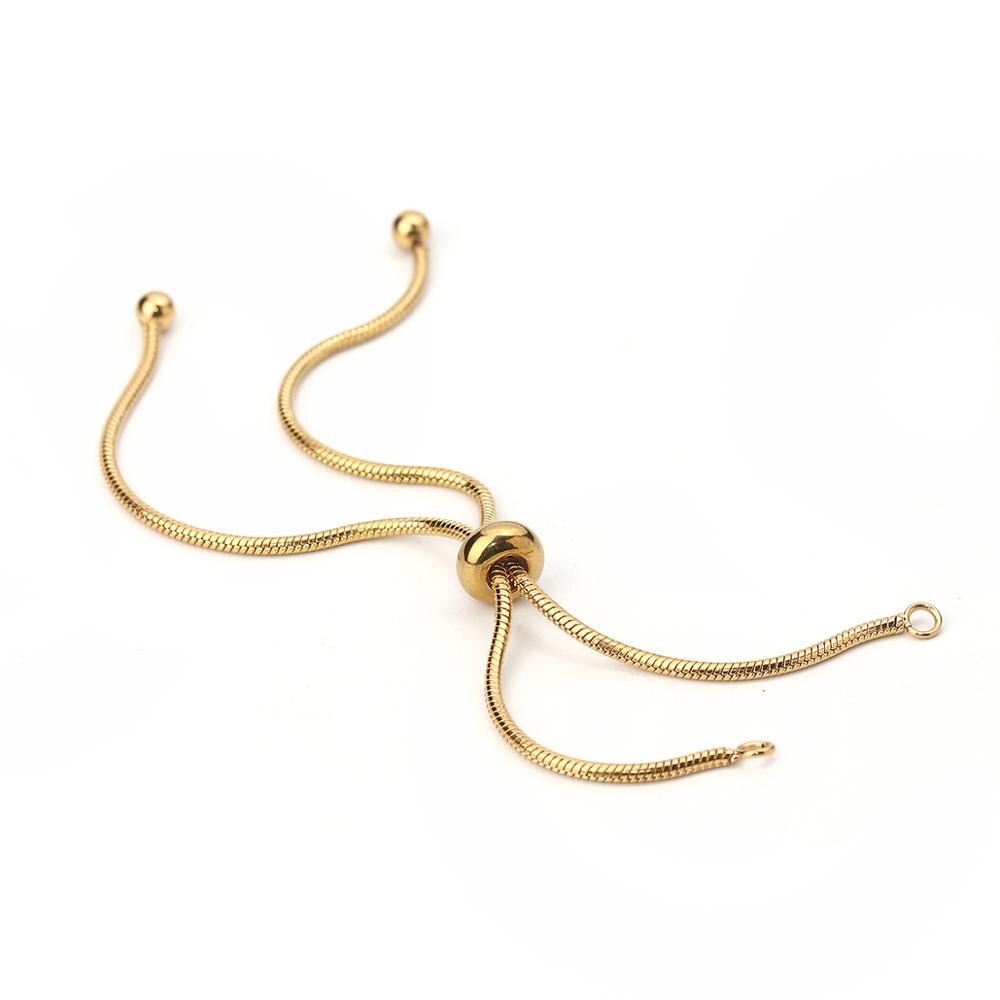 DoreenBeads 304 Stainless Steel Adjustable Slider/Slide Extender Chain For Handmade DIY Making Jewelry Bracelet Findings, 1Piece: Gold Color