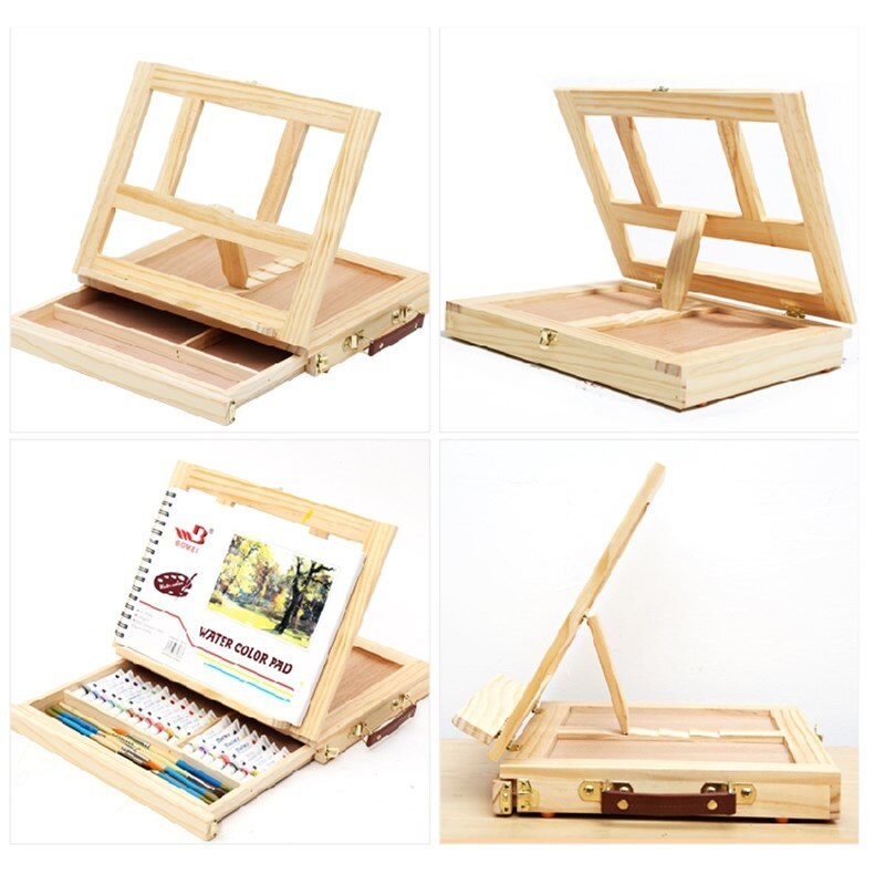 Desktop Schildersezel Lade Soort Grenen Ezel Kan Winkel Schilderen Leveringen Opvouwbare Olieverf Rack Draagbare Schetsen Art Supplies
