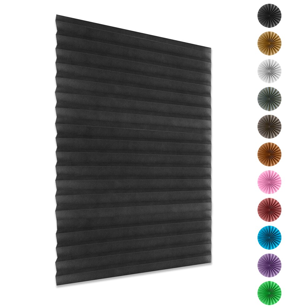 Blackout Pleated Window Shades Window Blind Blackout Light Block Cordless Black 35"X59"