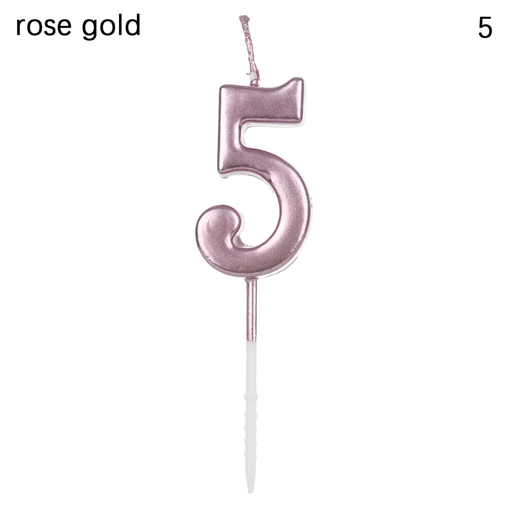 1PC 0-9 Number Candles Cake Topper Rose Gold Sliver Wax Cupcake Decor Cake Ornaments Party Supplies Accessory Crafts