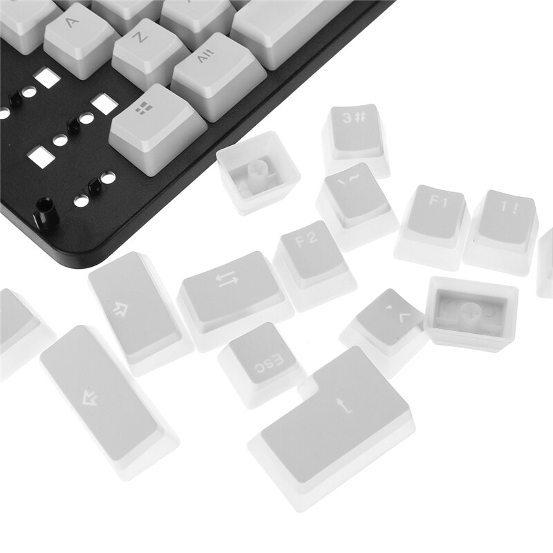 PBT Keycap Set 108 Keys OEM White Pudding Keycap Translucent Keycaps for Mechanical Gaming Keyboard for PC Laptop Computer