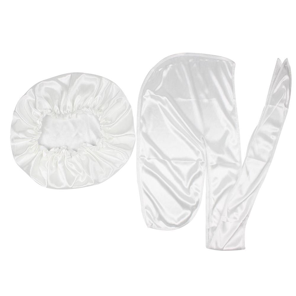 Durags soyeux, bandanas pour hommes, durag soyeux assorti, bonnet en soie pour femmes, bonnet de nuit, turban, chapeau longue queue, durag, casquette ondulée: Blanc