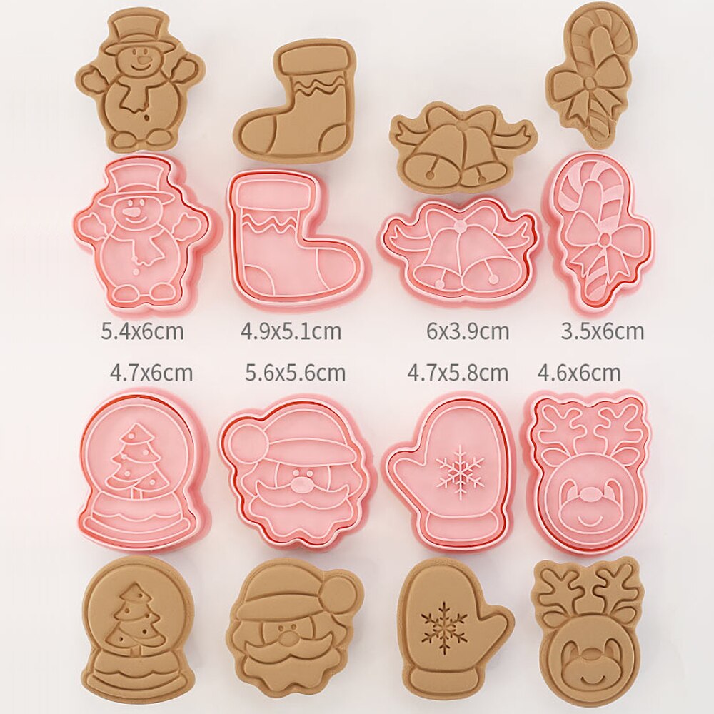 Moule à biscuits en forme de boule de cristal, pour noël, père noël, Elk, emporte-pièce, glaçage, Fondant, outil de décoration de gâteaux, 8 pièces/ensemble