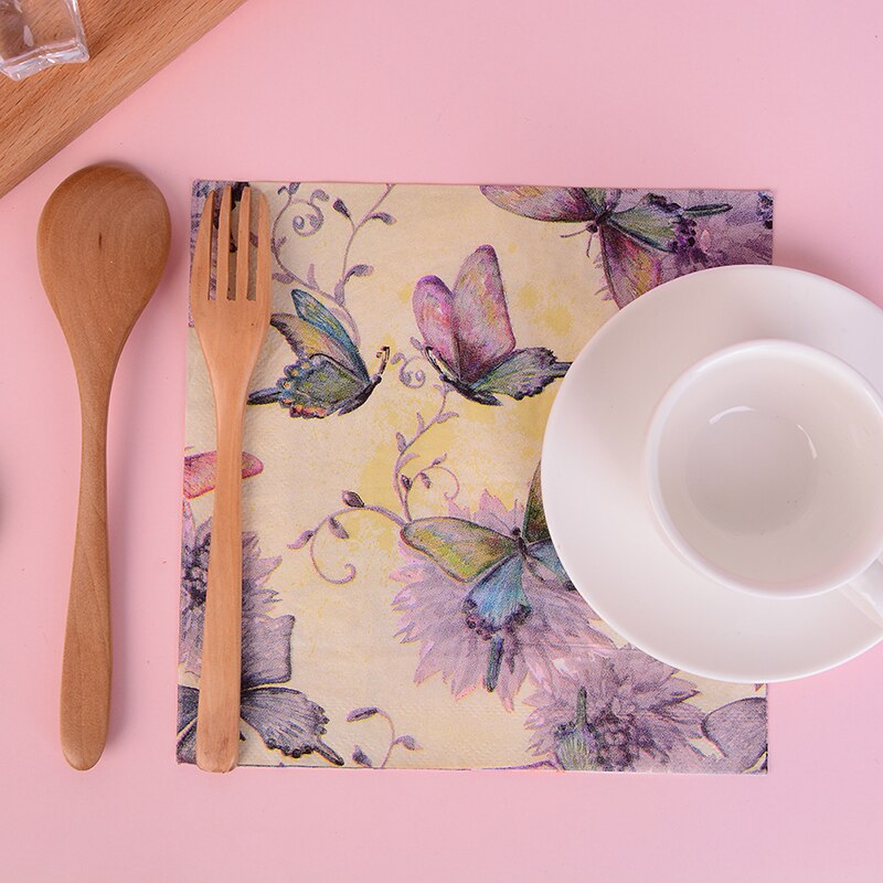 20 stks/pak droom vlinder papier servet partij papier gesneden servet bruiloft partij decoratie