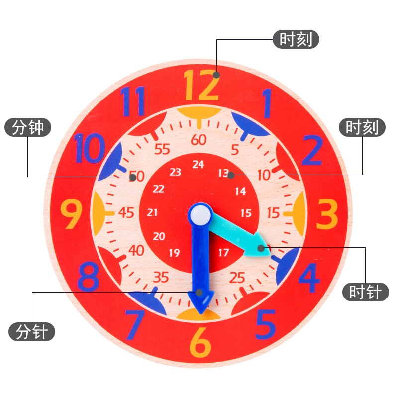 Digital Wooden Teaching Clock Toy Toddler Baby Intelligence Early Education Cognitive Clock Time Clock Learning