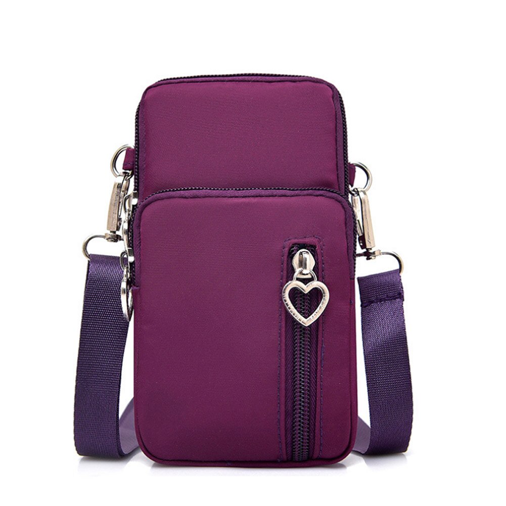 Koreaanse versie dames crossbody tas effen kleur mobiele telefoon schouderriem portemonnee tas reistas handtas zomer sport vierkante tas: Pruim