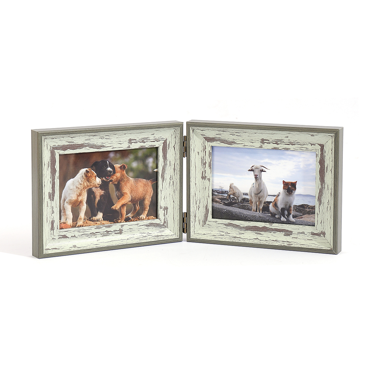 Cadre articulé pliant horizontal 1 pièce, affichage de bureau à domicile, pour l'art, affichage de photos, cadre en plastique, double cadre: green