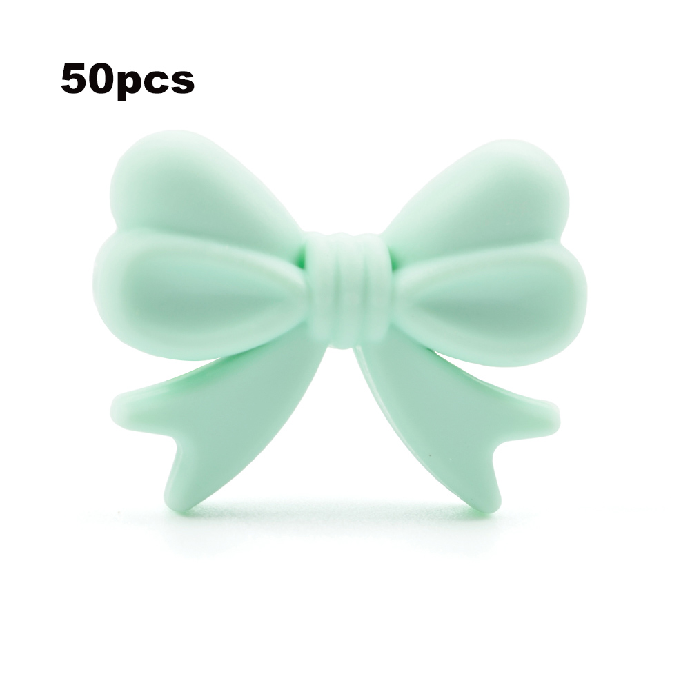 LOFCA – perles en Silicone avec nœud papillon, 50 pièces/lot, collier coloré, fabrication de bijoux, Bracelets, porte-clés, accessoires de bijouterie: GRIS