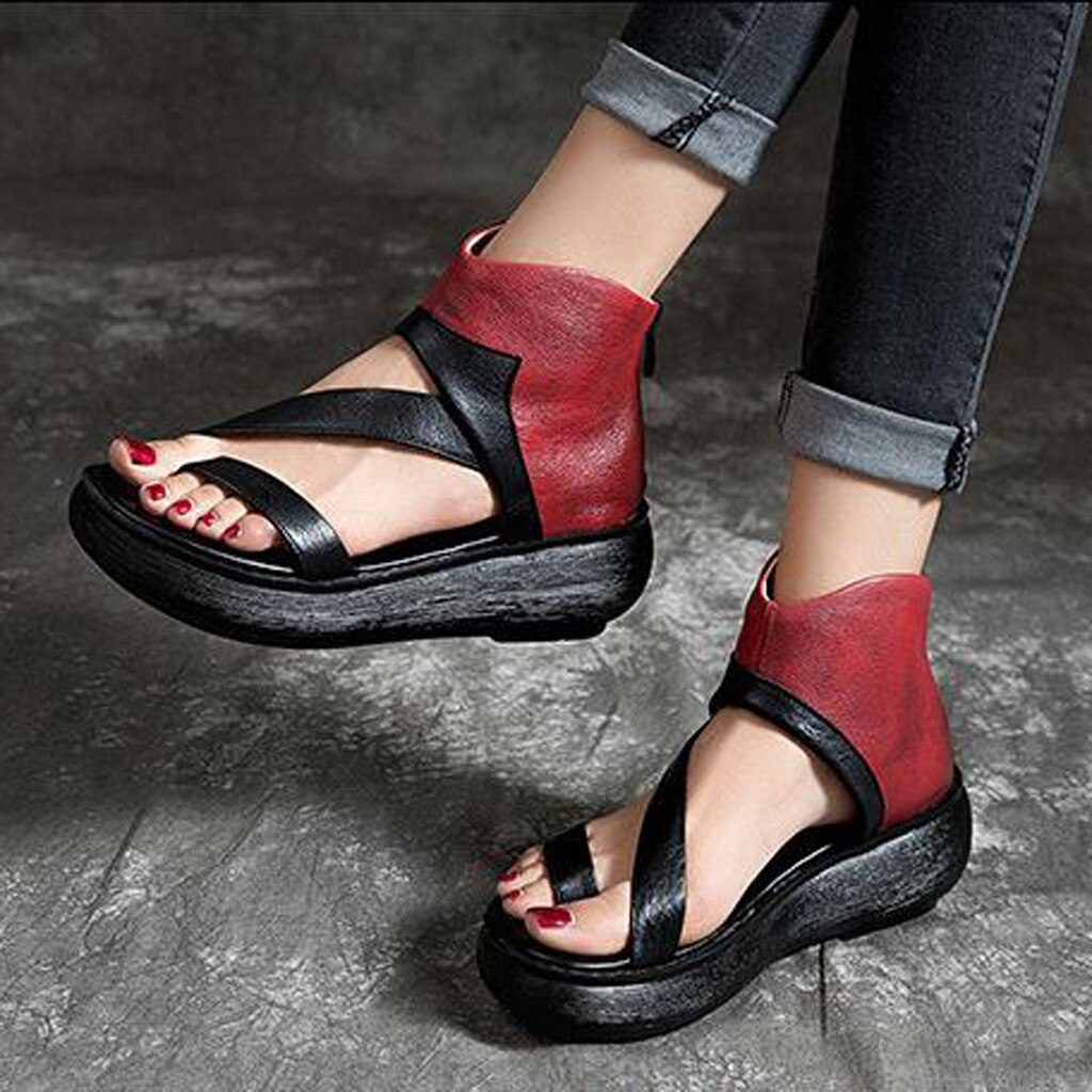 Large Size Wedges Mixed Colors Sandals ladies leather ladies sandal lady sandal women chaussures femmes bureau #G30
