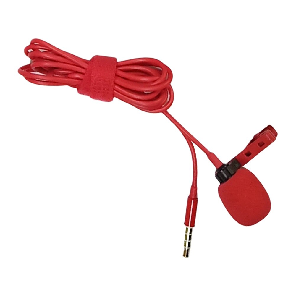 Mini professionelle 3.5mm jack klip på revers mikrofon mini mikrofon til pc laptop højttaler: Rød