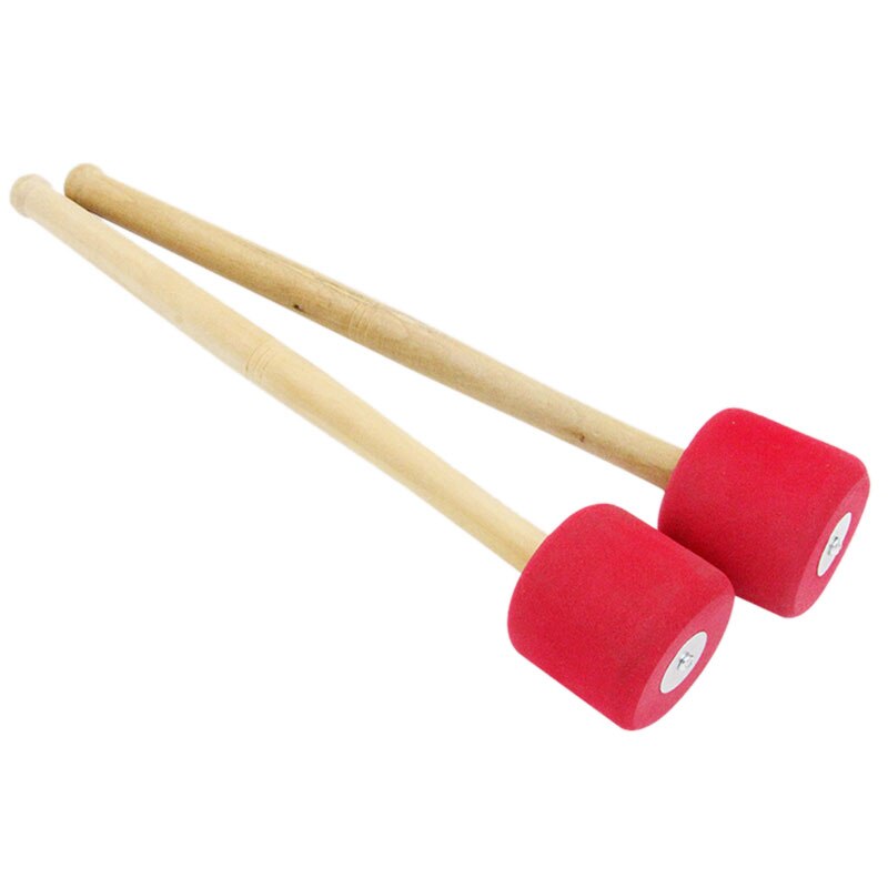 Maillets de grosse caisse bâtons maillet en mousse rouge avec manche en bois pour grosse caisse à Percussion 13 pouces