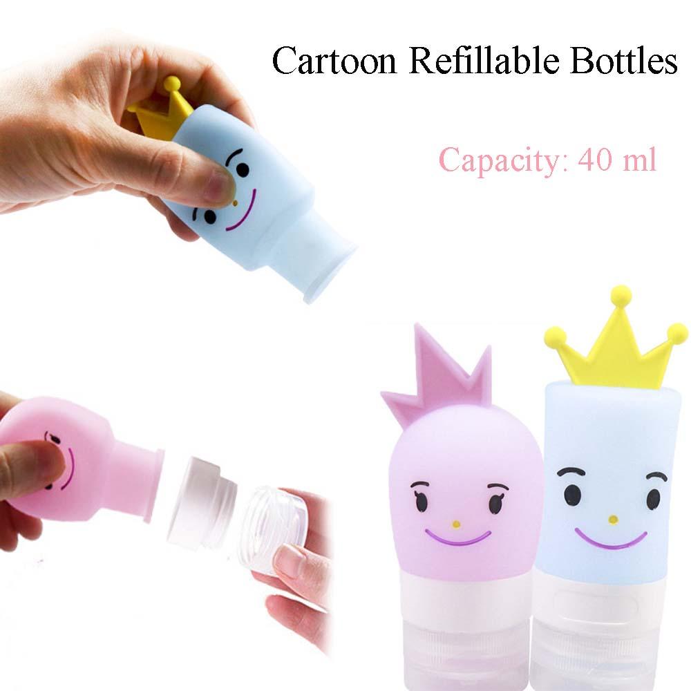Kinderen Cartoon Siliconen Fles Shampoo Douchegel Lotion Cosmetische Fles Hervulbare Flessen Outdoor Reizen Handige Flessen