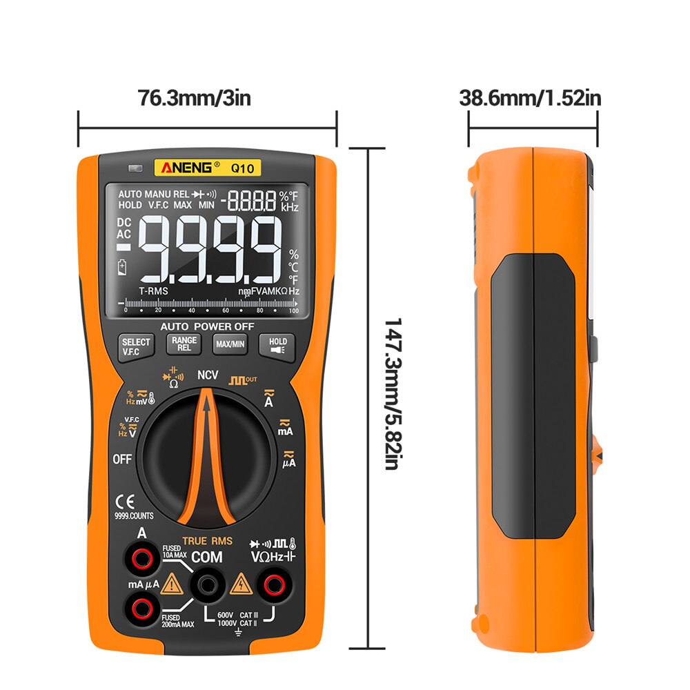 ANENG Q10 Digital Multimeter 9999 Tester Multimetro True RMS Analog DIY Transistor Capacitor NCV Testers Lcr Meter