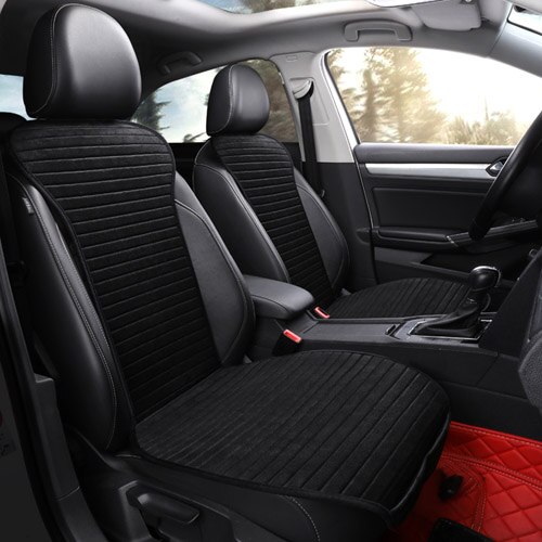 Car Seat Cover keep warm in winter Front/Rear Flocking cloth Cushion Breathable non slide Auto accessories Universal RU1 X35: black backrest tw