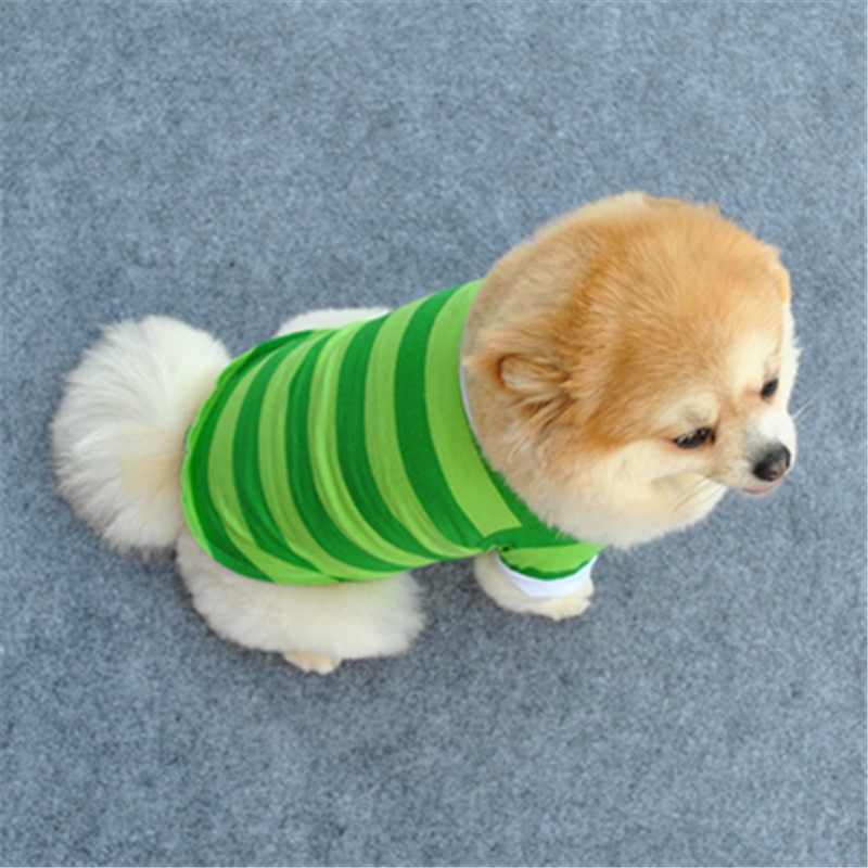 Kæledyr hund veste marineblå stribe bomuld hvalp t-shirts hund sommer afslappet tøj til lille hund bamse chihuahua
