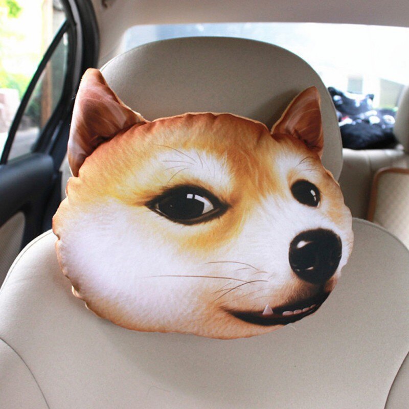Comfortable Cartoon Headrest Car Interior Pillow Decoration Car Accessories: Yellow