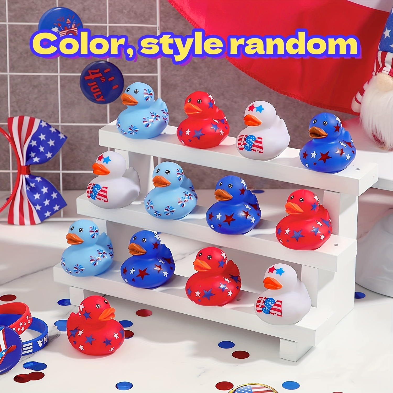 12pçs patos de borracha para banheira, brinquedos para piscina, patos mallard/patos patrióticos/pato de formatura/patos piratas/pato de borracha estilo mix, presentes fofos