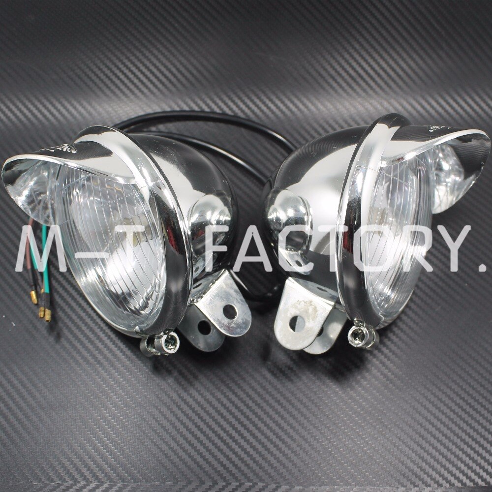 1 par krom motorcykel dimljus strålkastare lampa universal  dc12v för universella motorcyklar