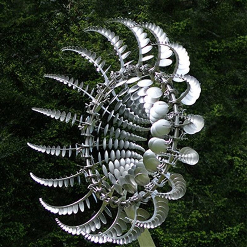 Molino de viento de Metal único y mágico, molino de viento giratorio de Metal 3D, girador de viento para jardín y césped,