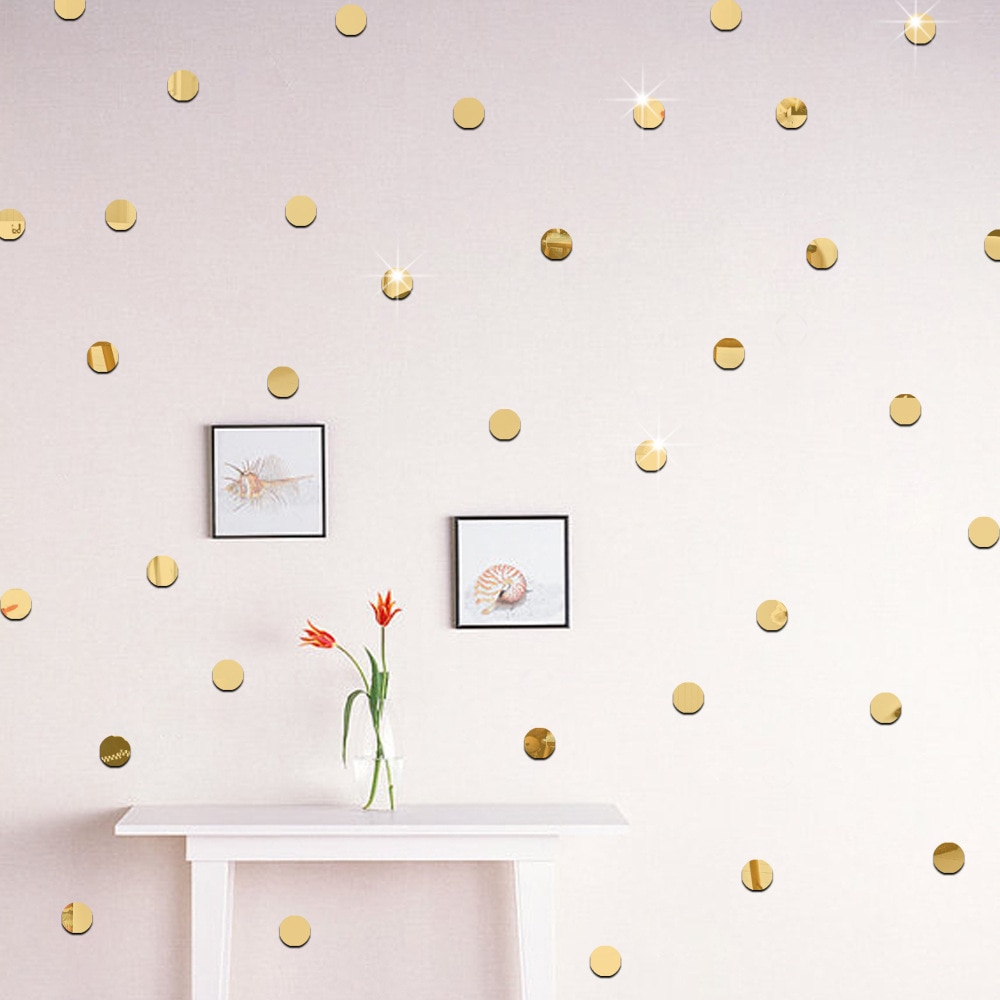 100 stuks goudzilveren stippen kinderkamer babykamer muurstickers diy acryl spiegel muursticker kinderkamer woondecoratie muurstickers