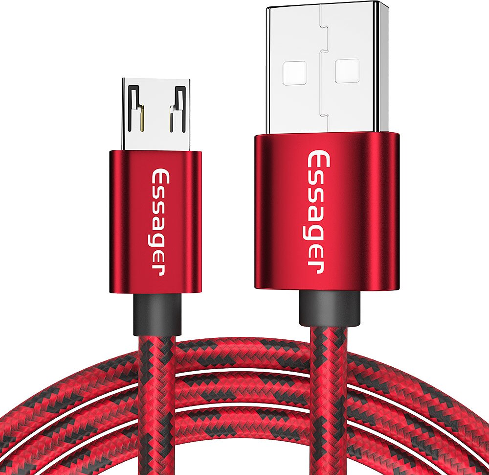 Essager micro cabo de carga usb cabo de data 3a cabo de carga rápida 0.25/1/2 m usbc micro cabo para todo o telefone android: Red 2m