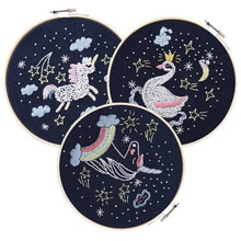 Easy DIY Cartoon Embroidery with Hoop for Beginner Needlework Cross Stitch Craft Sewing Art Painting Handmade Home Decor