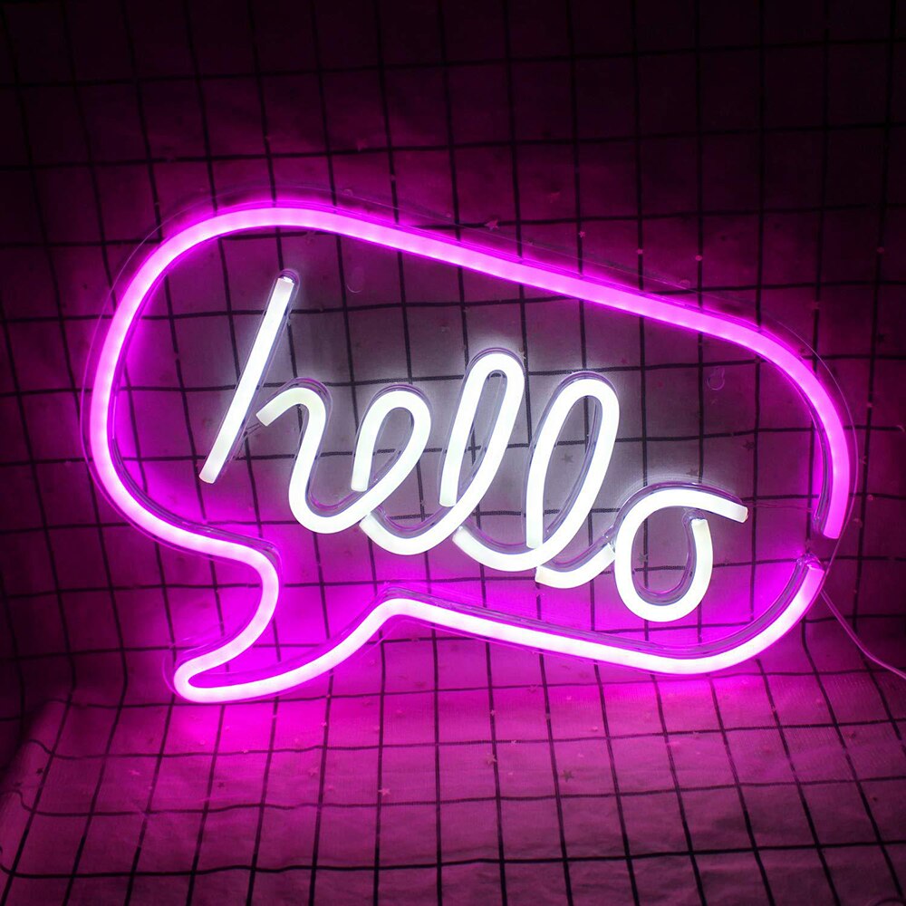 hello Neon Signs LED Poster Cool Store Wallpaper Neon lamp 5V USB Powered Indoor Lighting Wall Decoration leds neon light