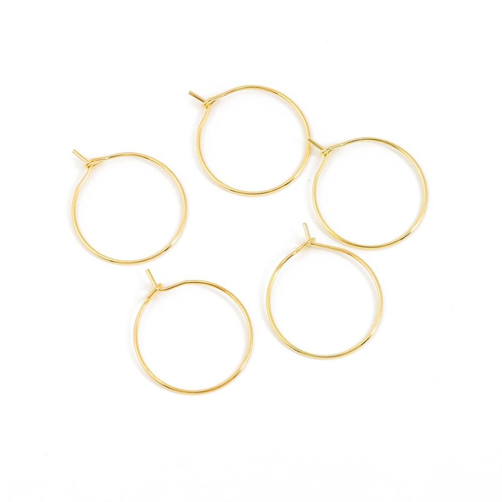 50 Uds. Pendientes de aro 20 25 30 35mm plata KC rodio dorado pendientes de círculo de hierro para DIY accesorios de fabricación de joyas: Gold / 20mm 50pcs
