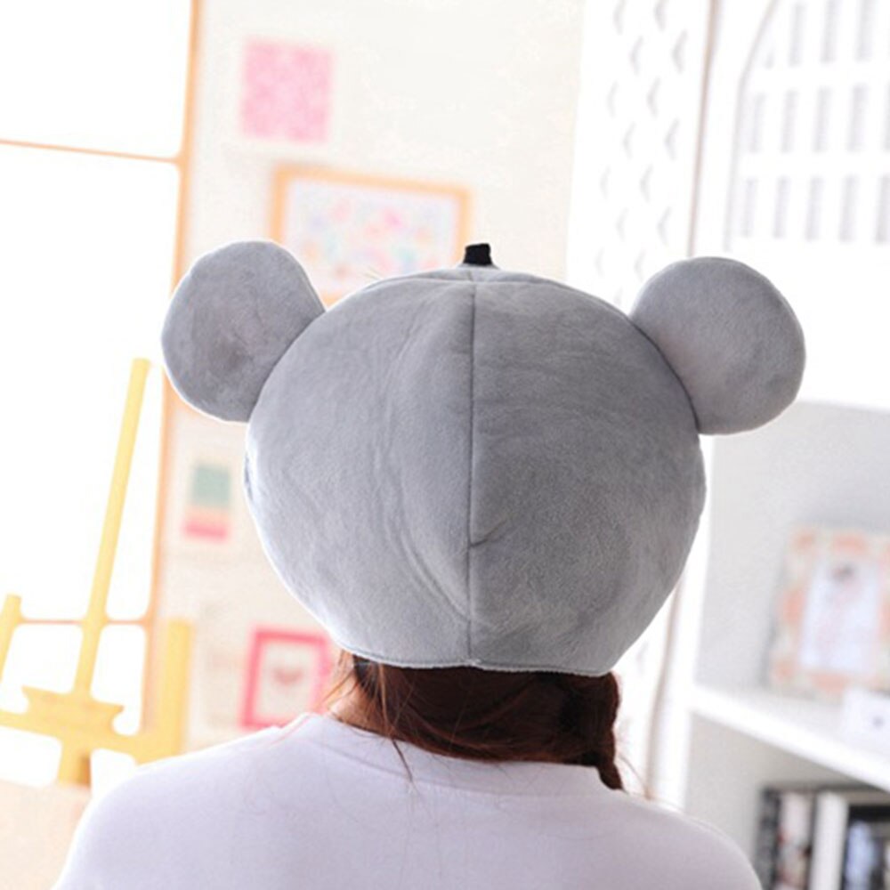 Cute Plush Faux Fur Animal Rat Hat Cap Soft Warm Winter Headwear Fun Cute Beanie Hat Fleece Lining