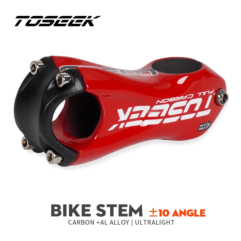 Toseek Stuurpen Stuur 31.8Mm Full Carbon Fiber Fietsen Mtb Road Fiets Stuurpen Mountain Hoek 10 Graden 80/90/100/110Mm